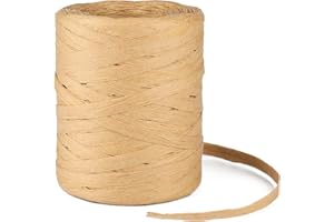 ‎KINGLAKE KINGLAKE 200m Naturbast Bastband, Bast Geschenkband Natur, Bast Band zum Basteln, Bastelbast Papierband, Packschnur Papier für handwerksprojekte Geschenkverpackung Weben und Gärtnern
