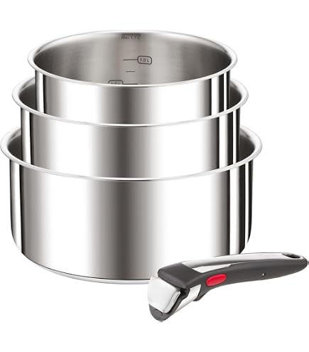 Cuisinox Eclipse Set 3 Pentole In Acciaio Inox | Diametri 16, 18, 20 Cm | Manico Rimovibile | Fondo Incapsulato 6,3 Mm | Adatte A Induzione