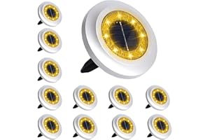 Puncools Solar Lights Outdoor Garden,12 Pack Waterproof Solar Ground Lights for Lawn Pathway Yard Landscape Walkway(Warm White)