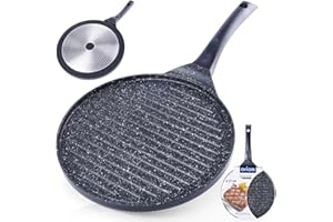 ORION GROUP Orion BBQ Poêle à Barbecue en Fonte D'aluminium avec Revêtement Anti-Adhésif pour Induction | Poêle à Griller et à Steak | Diamètre 27 CM | Ne Contient pas de Substances Toxiques - PFOA, PTFE