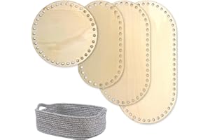 RANJIMA 4 Stück Korbboden zum Häkeln Holzboden, 4 Größen Naturholzkorbboden zum Häkeln aschenboden Korbboden aus Holz für Heimwerker-Korbflechten Heimtextilien DIY Korbflechten Liefert Basteln