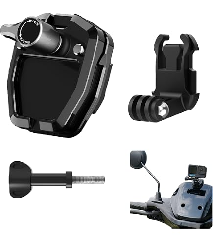 K&F Concept Supporto per Parabrezza Moto per GoPro Hero 13/12/11/10/9 Nero, Morsetto