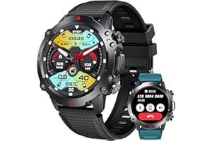 NIIZERO Montre Connectée Homme Sport Smartwatch: 1.42" Ronde Watch avec Appel Bluetooth Etanche Bracelet Intelligente 107 Mode Sportif Fitness Tracker Podometre Smart Watch Militaire Compatible iOS Android