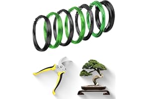 MOSFiATA Alambre Bonsai con Tijeras Podar, Alambre Aluminio Anodizado pour Formación Bonsai, Kit de 7 Rollos con 4 Grosores 1,0 mm / 1,5 mm / 2,0 mm / 3,0 mm