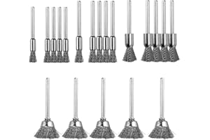 KLEHOPE 20 Pezzi Spazzole per Trapano, Punte 3 mm Spazzola Acciaio, 4 Misure Spazzola Plastica Trapano, per Lucidare Levigare Rimuovere Sporco