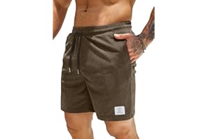 Elegancity Mens Corduroy Shorts Casual Sports Drawstring Summer Jogging Shorts with Pockets S-3XL