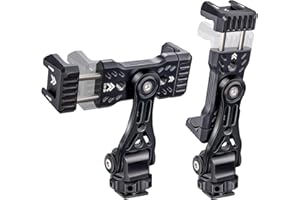 CAMOLO Metall Handyhalterung Stativ Adapter mit 2 Blitzschuh, 360°Drehung Cold Shoe Handy Stativ Halterung, Handy Stativ Adapter, Smartphone-Halterung für iPhone/DSLR Kamera/Cage/Stativ/Gimbal/Vlog