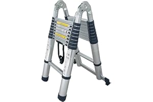 FP-TECH - SCALA TELESCOPICA IN ALLUMINIO PIEGHEVOLE PORTATILE ESTENSIBILE MULTIUSO SUPPORTA 150 KG CE EN131 (4.4 Metri)