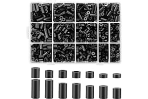 Meafeng 1000 pezzi Distanziali Rotondi, Rondelle in Nylon per viti M3 M4, Rondelle in ABS Nero per Meccanici ed Elettricisti e per Interruttori e Prese