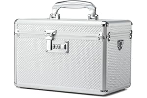 HEWEI WORKS Boîte de rangement avec verrou à combinaison, boîte de stockage de médicaments verrouillable, boîte de premiers secours vide, boîte de sécurité (Silver, Medium)