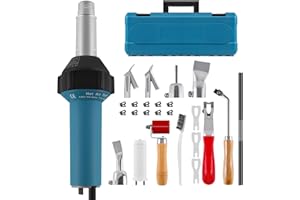 KayEsampra 1600W 220V Hot Air Flashlight, Plastic, Welding Gun, Hot Gas Welding Machine with Nozzles and PE/PVC Rods, with Plastic Case and 6 Accessories