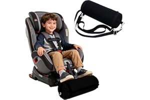 IFOYO Inflatable Car Seat Foot Rest for Kids, Portable Toddler Car Foot Rest with 2 Adjustable Straps, Carseat Accessories Suit for Kids Booster Cars Seat, Machine Washable Cover, Black
