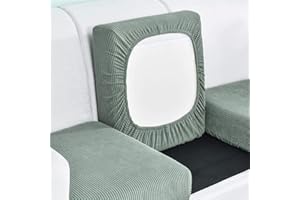 SYLC Fundas De Cojín, Funda para Sofá Elásticas, Funda Elástica Protectora De Sofá Tartán, Funda para Sofá Elástica Protector Separados (Verde,Cojín Respaldo)
