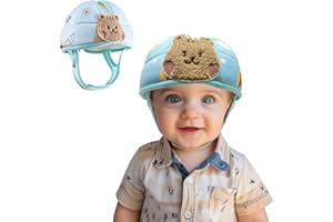 DOMAYLLAY Baby Helmet for Crawing Walking,Soft Infant Safety Helmet,Baby Helmet 1-2 Years for Anti-Fall Head Protector,Adjustable, Breathable Toddler Helmet (Blauer Bär)