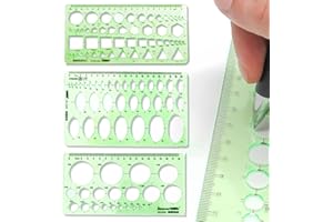 QOMJUFA 3 Pezzi Disegno Righelli Modelli di Misura Cerchio Modello Geometrico, Modelli Di Geometrico in Plastica Stencil Geometrico Disegno Righelli per Disegno Scuola Ufficio Edilizia