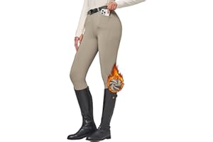 WILLIT Pantalon d'équitation pour femme - Pantalon d'équitation d'hiver doublé en polaire - Legging d'équitation en silicone - Pantalon thermique avec poches et passants de ceinture