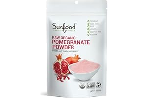 Sunfood Superfoods Polvo de granada, crudo, orgánico, sin OMG, sin gluten, kosher, sin rellenos, aditivos ni conservantes, bolsa de 4 onzas