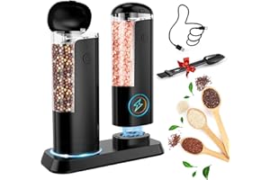 SJPZWCRL Macina Sale e Pepe Elettrico Ricaricabile: Macina Spezie a Granulometria Regolabile Macina Pepe Automatico Sale e Pepe Set Ricaricabile Macinapepe a Grande Capacità (Nero)