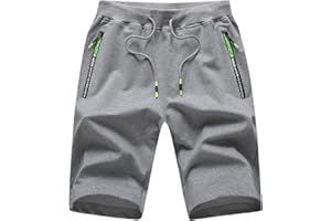 JustSun Mens Shorts Summer Casual Joggers Stretch Shorts Elasticated Waist with Zip Pockets