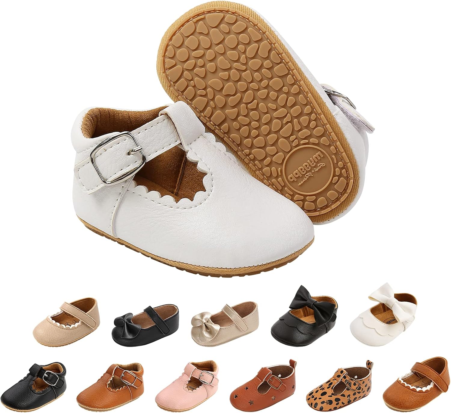 Baby Girls First Walking Shoes Mary Jane PU Leather Anti-Slip Princess Shoes Infant Baby Shoes