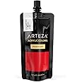 ARTEZA Acrylic Paint, Brilliant Red, 120 ml Pouch, Rich Pigment, Non-Fading, Non-Toxic Paint for Artists & Hobby Painters, Art Supplies for Canvas Painting
