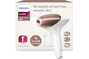 Philips Lumea 9000 Series, dispositivo di epilazione IPL, alternativa ai dispositivi di epilazione laser, SenseIQ, 3 accessori per viso, corpo e zone di precisione, con e senza filo, BRI955/00