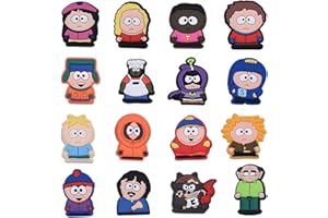 wopin 16 PCS South Park PVC Shoe Charms Cute PVC Shoe Charms for Clog Shoes Decorations Pulsera de pulsera Favores para fiestas para zapatos y bandas Decoración de regalos de fiesta （No repetir）