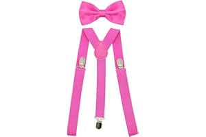 SUNTRADE Hosenträger für Herren und Damen, elastisch, Y-Form, verstellbar, mit Clips und Fliege Gr. Einheitsgröße