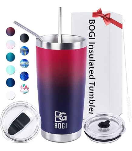 Bicchiere da 590 ml in acciaio inox con coperchio e cannuccia