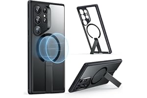 ESR Etui na telefon Samsung S24 Ultra z podpórką, kompatybilne z MagSafe, magnetyczne etui do Samsung Galaxy S24 Ultra, 3 tryby stojaka, ochrona klasy wojskowej, odporne na wstrząsy, czarne