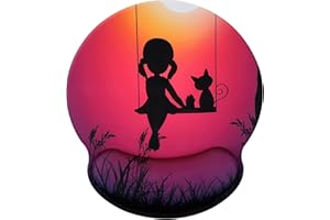 Hosimoln Tapis de Repose-Poignet,Tapis de Souris Ergonomique avec Mousse à mémoire de Forme,Tapis de support de Poignet de Souris en Caoutchouc antidérapant pour Les Jeux de Travail 25x23 Girlcat031