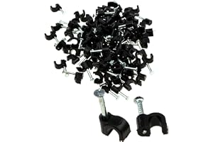 enTie Runda Kabelklämmor 4mm Svarta – Säkra Fästen för Kablar – Stöttålig Kropp och Slagbeständiga Spik – Inomhus & Utomhus – 100-pack