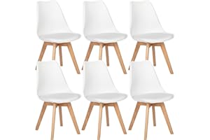 ‎EGGREE EGGREE Esszimmerstühle 6er Set mit Eichenbeinen Holz SGS geprüft, stühle Skandinavisch Design modern Gepolsterter Küchenstühle esszimmer Stuhl Holz Weiß