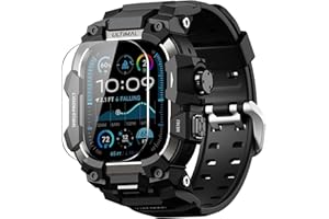 ULTIMAL Rugged Case with Band for Apple Watch Ulltra 3/ Ultra 2/ Ultra, Compatible with Apple Watch Straps 49mm, Enhanced Military Grade Shockproof Bumper Cover for iWatch Strap Men (49mm, Black)