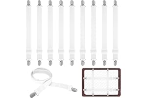 MAUUUBA 10 Pièces Tendeur Drap Housse, Attache Drap Housse, Sangle Matelas, Tendeurs de Draps Lit Drap avec Clips élastiques Réglables de 65 à 240 cm, pour Draps, Matelas, Canapé