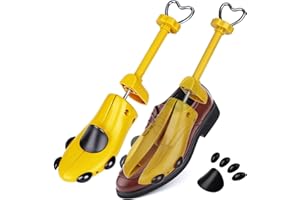 Vankarr 1 par de hormas de zapatos ajustables, expansores de zapatos para hombre y mujer, ancho para zapatos demasiado ajustados, zapatos nuevos, zapatillas de piel, amarillo, talla única EU40-47