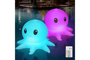 Qoolife Solar Pool Lichter, aufblasbare Lichter Fernbedienung, Octopus schwimmende Pool Lichter 16 WRGB Lichter 4 Modi, IP68 Wasserdicht Premium Qualität, Outdoor Dekor Pool Garten Party Weg 2 Pack