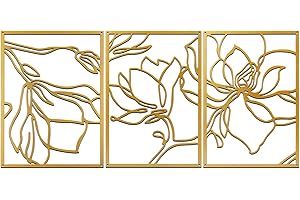XIAOMAGG Decorazione minimalista in metallo astratto da parete linea artistica da parete estetica da donna, set da camera da letto, decorazione da parete per ufficio (3 pezzi, pianta oro)