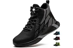 PAQOZKC Chaussure de Securite Homme Femmes Montante Confortable Basket de Sécurité Ultra Légère Chaussures de Travail