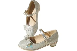 EIGHT KM EKM7018 Girls High Heel Dress Shoes Mary Jane School Wedding Party Pumps Princess Sparkle Shoes for Kids Toddler