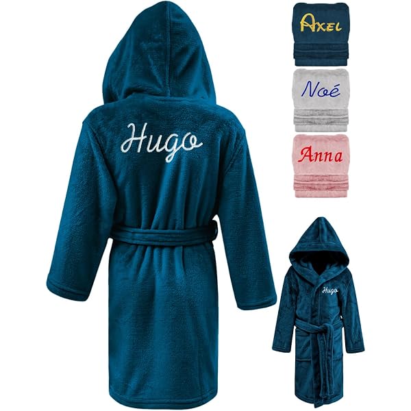 Peignoir Bébé Personnalisé Avec Prénom - Flanelle Douce Garçon Ou Fille 1-7 Ans - Cadeau Naissance