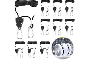 YAYODS 10PCS 1/8 Inch Adjustable Camping Ropes with Hooks, 2.4 m Heavy Duty Black Tent Guy Ropes & Guide Rope Tensioners, Portable Fix Camping Rope for Outdoor Awning Hiking