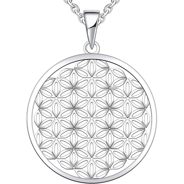 Only Faith Collana 7 Chakra Fiore Della Vita In Argento 925 Con Pietre Naturali - 50 Cm, Confezione Regalo