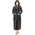NY Threads Women's Green Fleece Hooded Bathrobe - Plush Long Robe