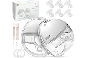 YADOBIG Tire Lait Electrique avec 4 Modes, 2 Tire Lait Portable, Breast Pump Electric Main Libre avec 2 Boucles de Réglage de Soutien-Gorge et Bride de 17/19/21mm, Faible Bruit, avec Écran Led, Blanc