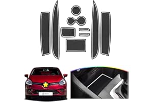 SKTU Clio 4 2013-2019 - Tappetino antiscivolo in gomma con cuciture per porta, porta bevande, colore: Bianco