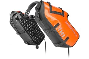 Rhinowalk Borsa da sella per moto, 28 l (14 l x 2), impermeabile, con motore (28 l arancione)