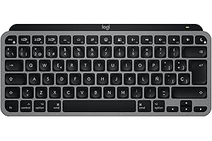 Logitech MX Keys Mini for Mac, Teclado inalámbrico Minimalista MacBook Pro, Macbook Air, iMac, iPad, Compacto, Bluetooth, retroiluminación, USB-C, Escritura Optima y fluida, QWERTY US INT'L - Gris