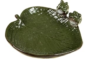 SIDCO Vogelbad Schale Keramik Vogeltränke stehend Dekoschale Frösche Futterschale Deko