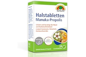 ‎SUNLIFE SUNLIFE Manuka-Propolis Halstabletten 1 x 24 Stück - Honig Propolis Tabletten - Halspastillen gegen Husten - Halsschmerzen Lutschtabletten - Lutschpastillen mit Manuka & Propolis